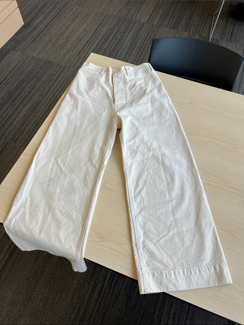 Jesse Kamm 100% cotton sailor pants wide leg off white cream size medium preppy